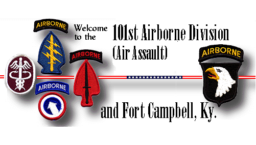 Welcome to 101st Airborne Division (Air Assault) -- Image includes various patches worn at Ft Campbell